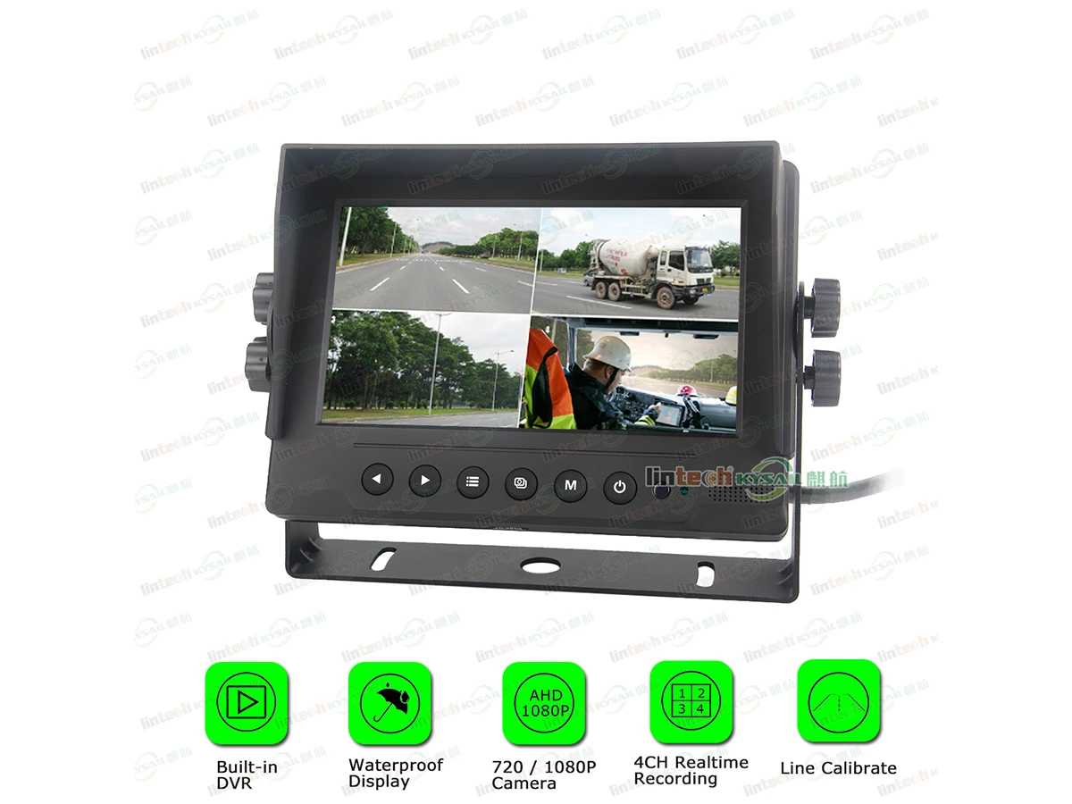 AHD 7 Inch Waterproof DVR Split Quad Monitor IP69K For Heavy Duty Vehicle - Image 4