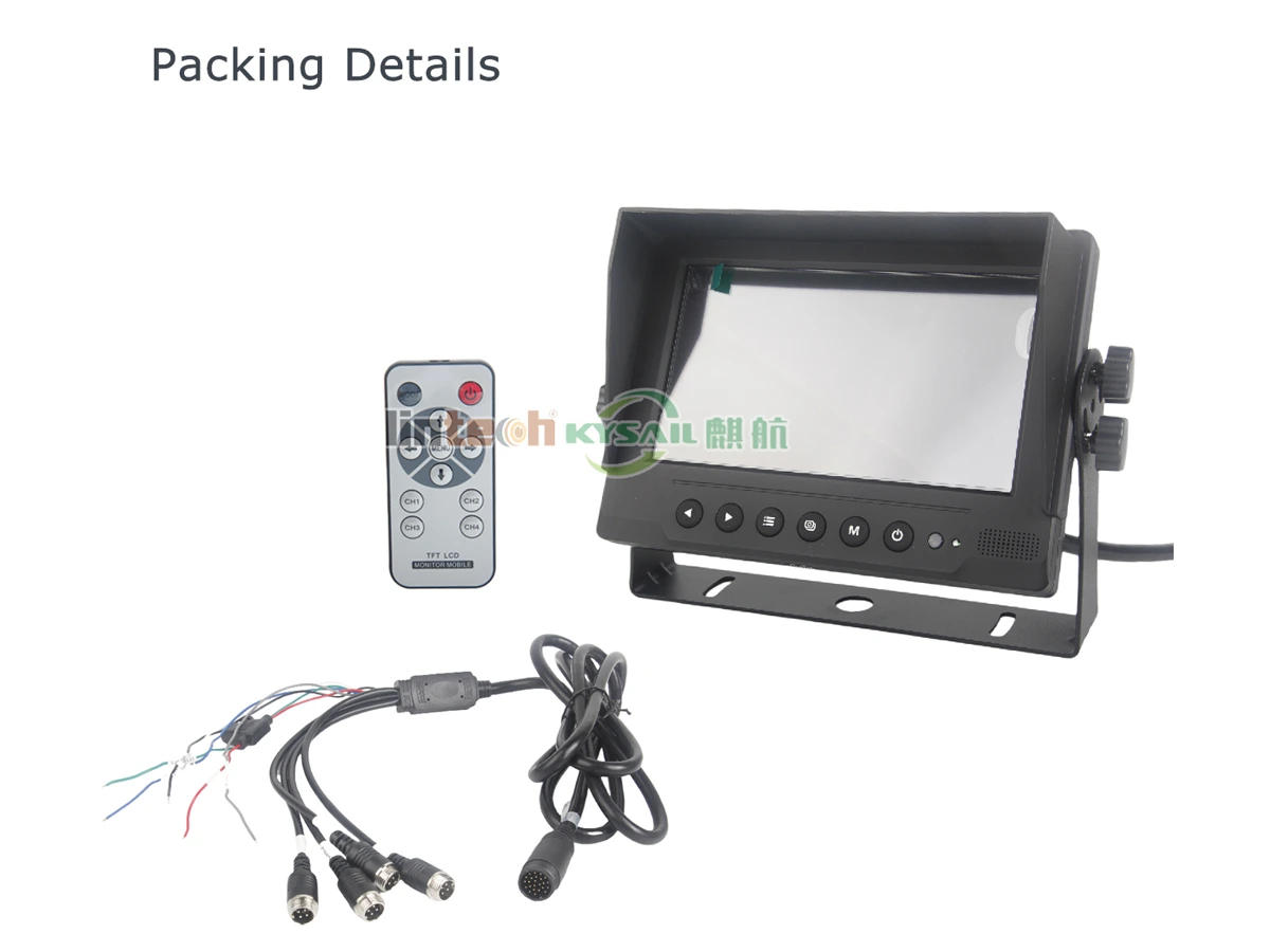 AHD 7 Inch Waterproof DVR Split Quad Monitor IP69K For Heavy Duty Vehicle - Image 5
