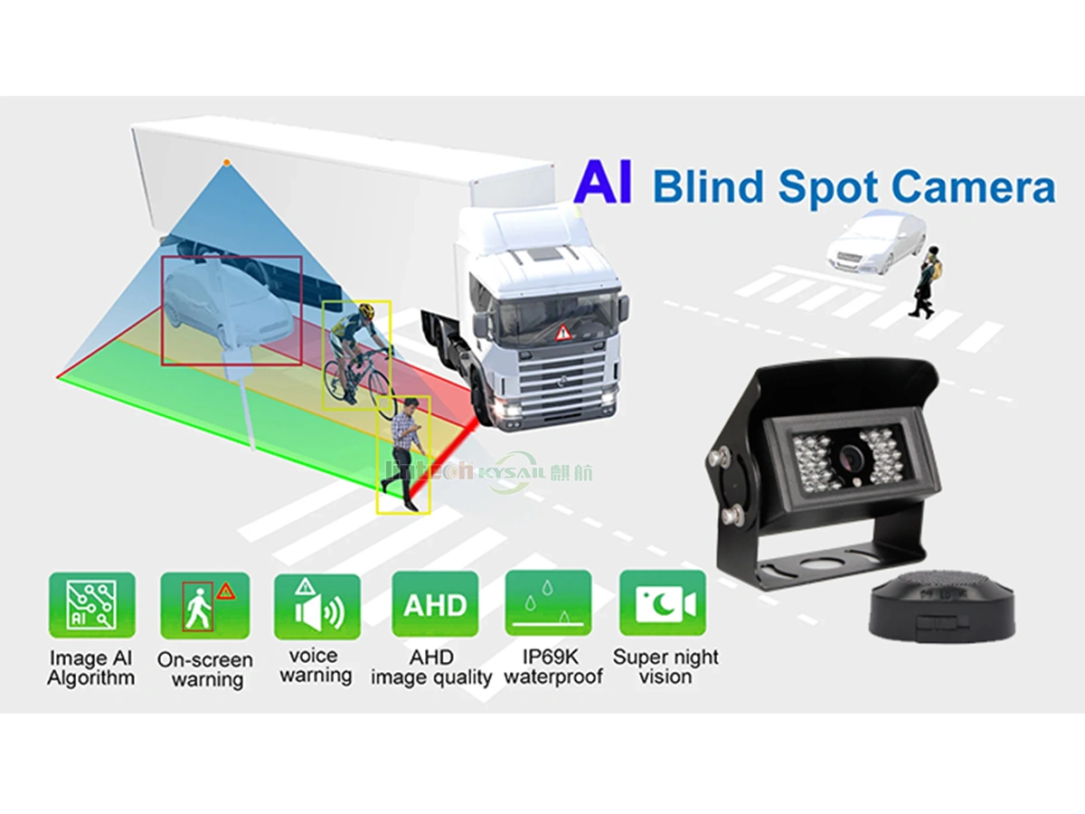 Waterproof IP69K AI Vehicle Pedestrian Cyclist Detection 1080P AHD Side BSD Camera - Image 2
