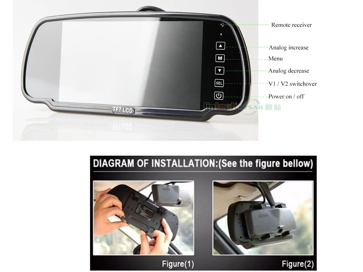 7 inch TFT LCD Rear View Clip-On Vehicle Mirror Monitor For Reverse - Image 3