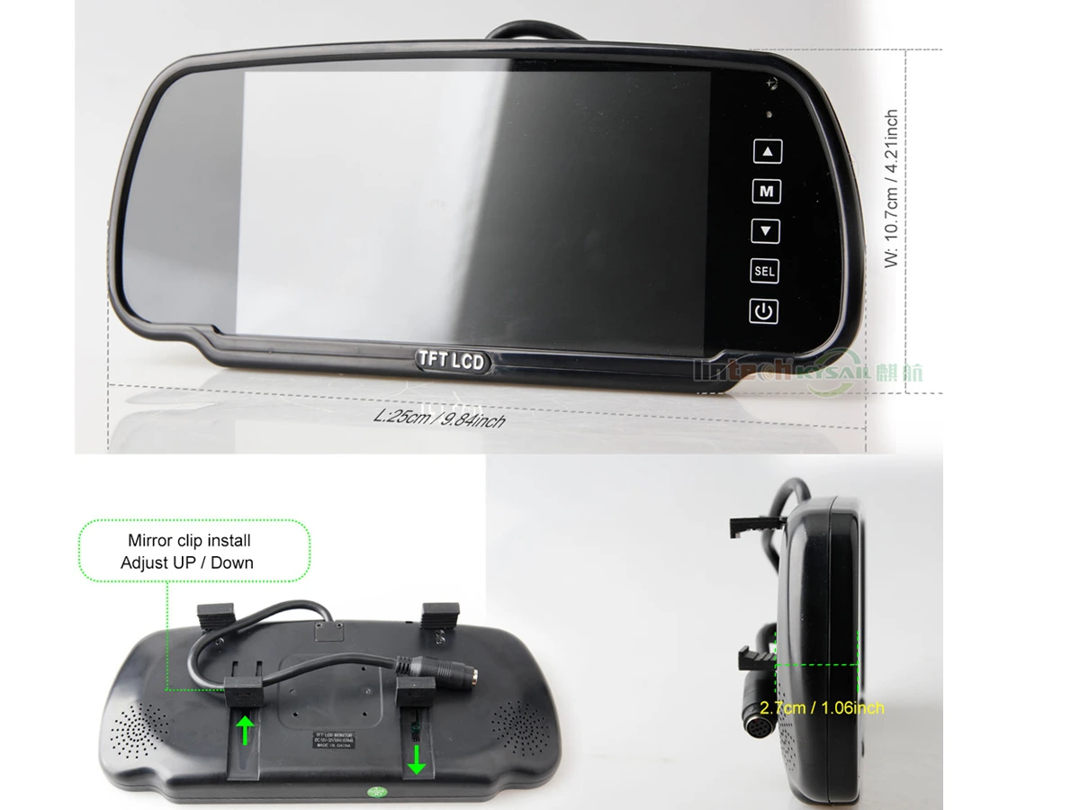 7 inch TFT LCD Rear View Clip-On Vehicle Mirror Monitor For Reverse - Image 5