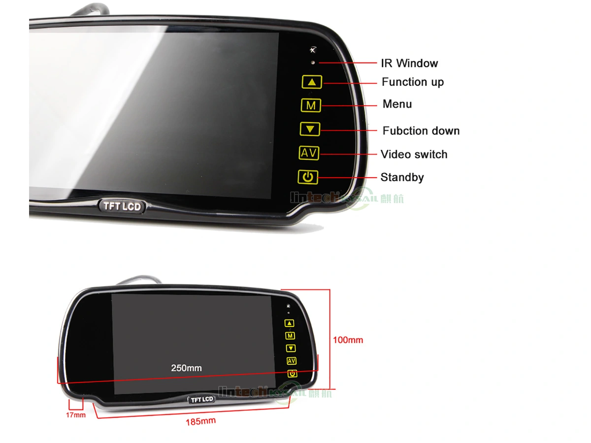 Metal Bracket 7 Inches TFT LCD Color Car Mirror Monitor - Image 3