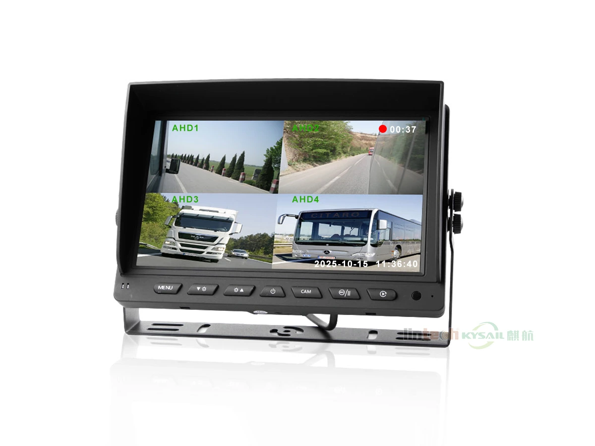 9" Splitscreen DVR Monitor 12V 24V 4 AV Inputs for Bus Truck Caravan