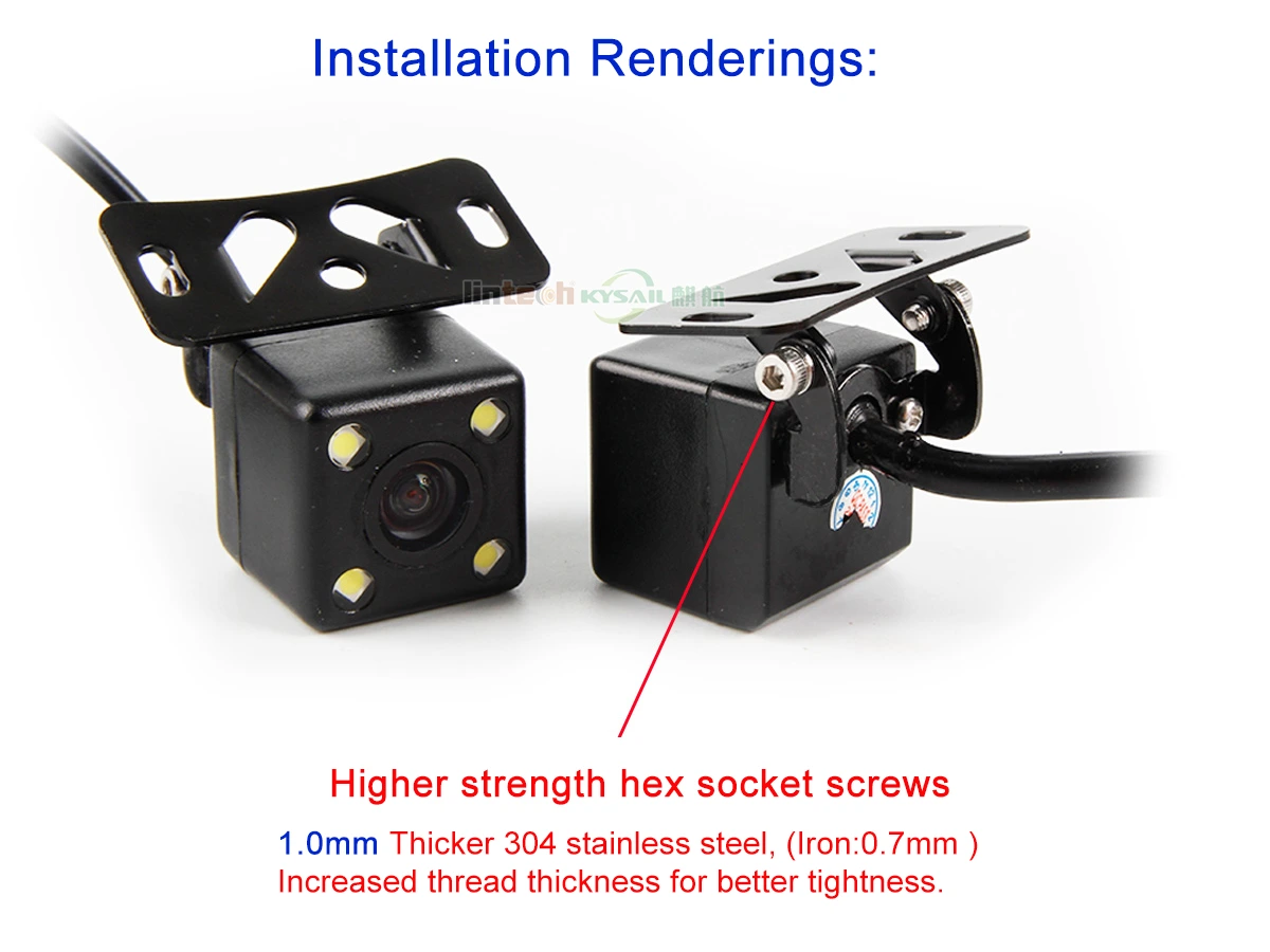 Car Camera Mount Reverse Camera License Plate Bracket Reversing Image Bracket Round Rearview Stainless Steel - Image 3