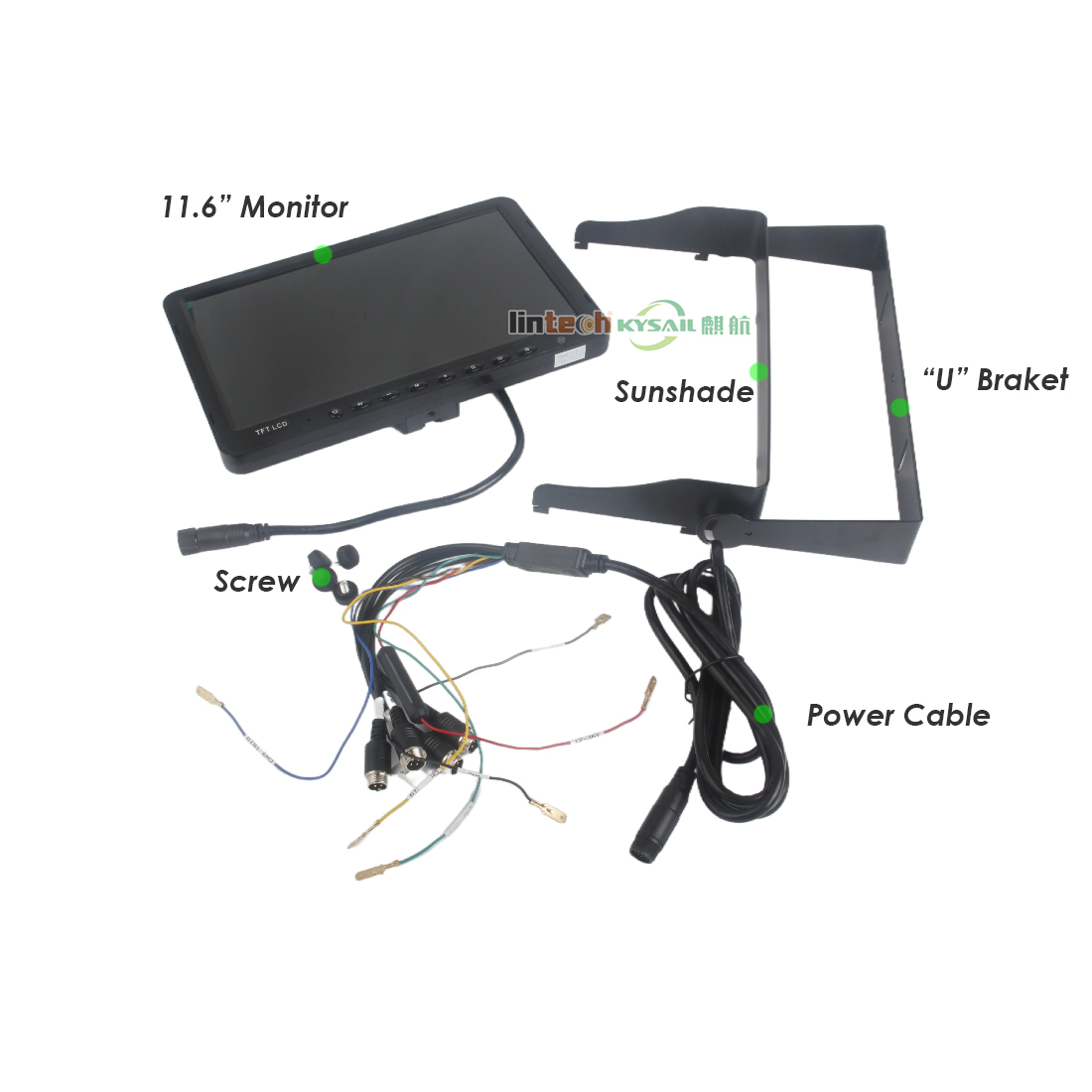 4CHs 11.6inch AHD Rear View Quad Car LCD Monitor Truck DVR Electronic Display Split Sareen - Image 4