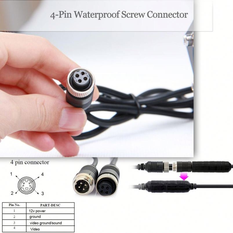 7 Inch Waterproof Monitor And Camera IP69K Snow Removal Truck Rear View Camera System - Image 5