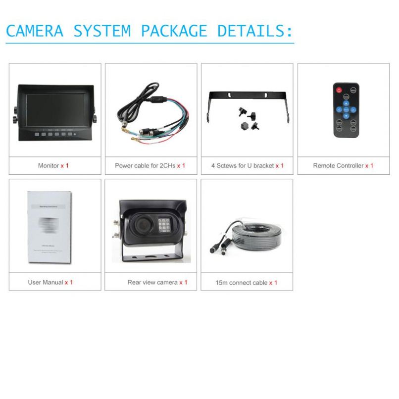 7 Inch Waterproof Monitor And Camera IP69K Snow Removal Truck Rear View Camera System - Image 7