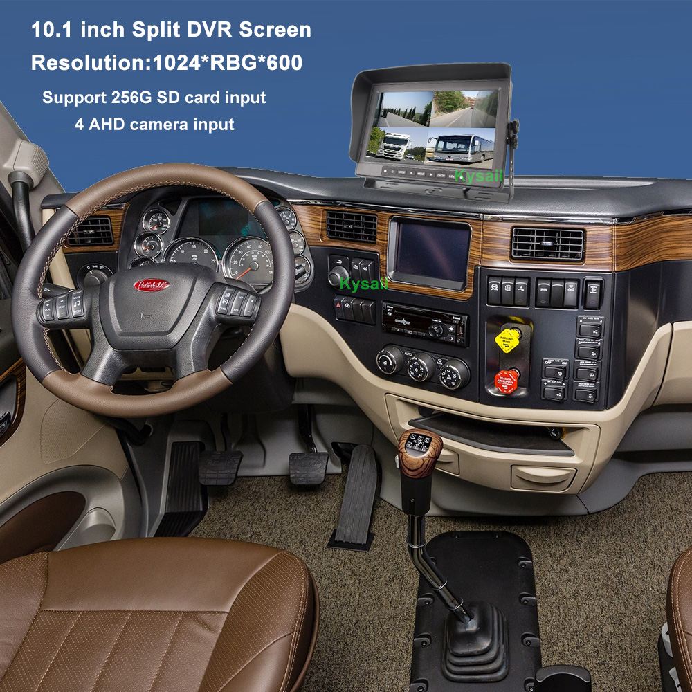 9-36V Tractor Bus Truck Waterproof 10.1 Inches AHD Quad DVR Video Monitoring Monitor Split Screen - Image 5