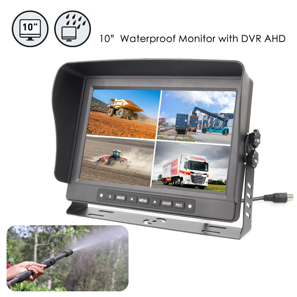 9-36V Tractor Bus Truck Waterproof 10.1 Inches AHD Quad DVR Video Monitoring Monitor Split Screen - Image 2