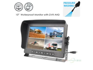9-36V Tractor Bus Truck Waterproof 10.1 Inches AHD Quad DVR Video Monitoring Monitor Split Screen