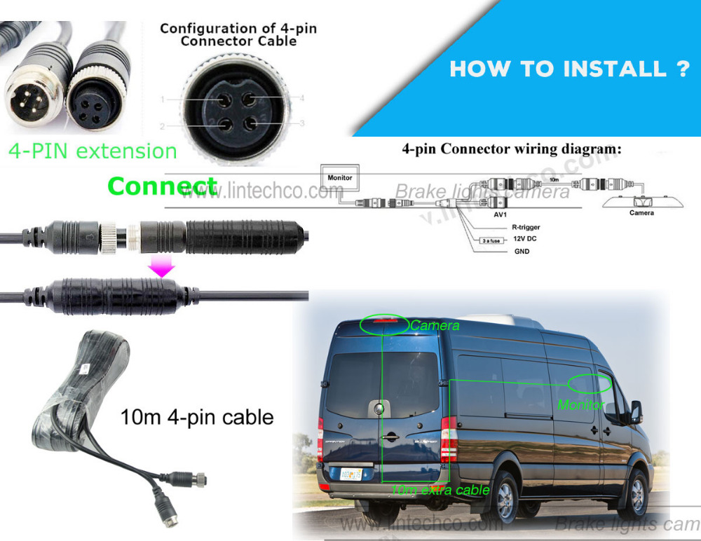 170 Degree Waterproof Reverse Mercedes-Benz Sprinter Brake Light Backup Camera - Image 6