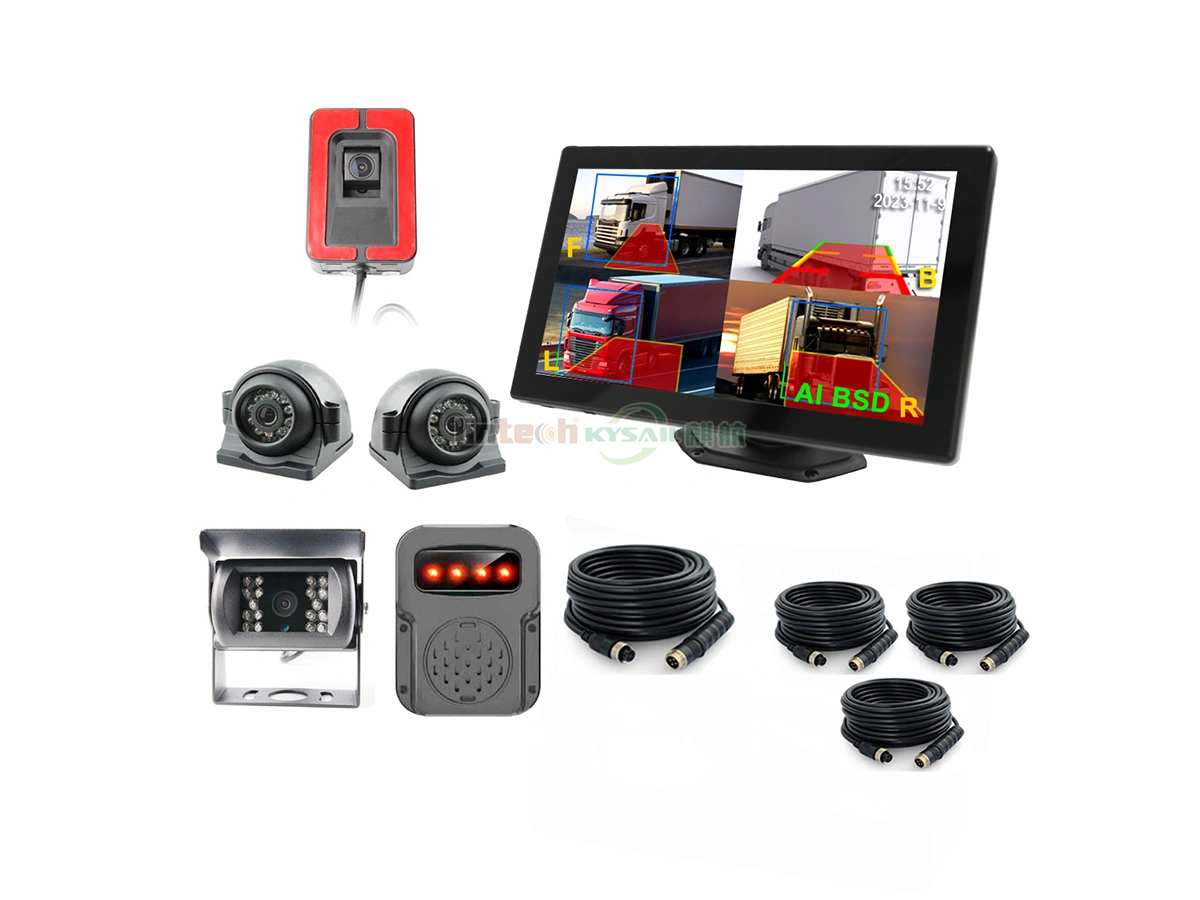 AI Active Blind Spot Car Detection Truck DVR 10 Inches Touch Screen Monitor Camera BSD System Vehicle Pedestrian Detect And Warning