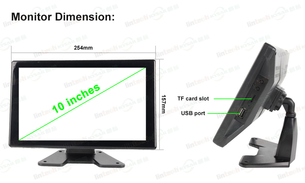 10-Inch Digital AHD Dashboard Display DVR Monitor with Touch Screen - Image 3