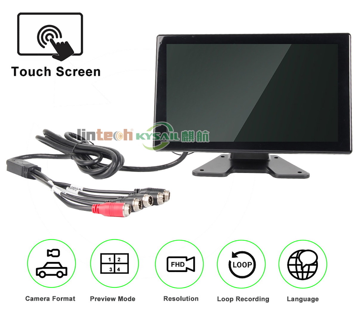 10-Inch Digital AHD Dashboard Display DVR Monitor with Touch Screen - Image 4