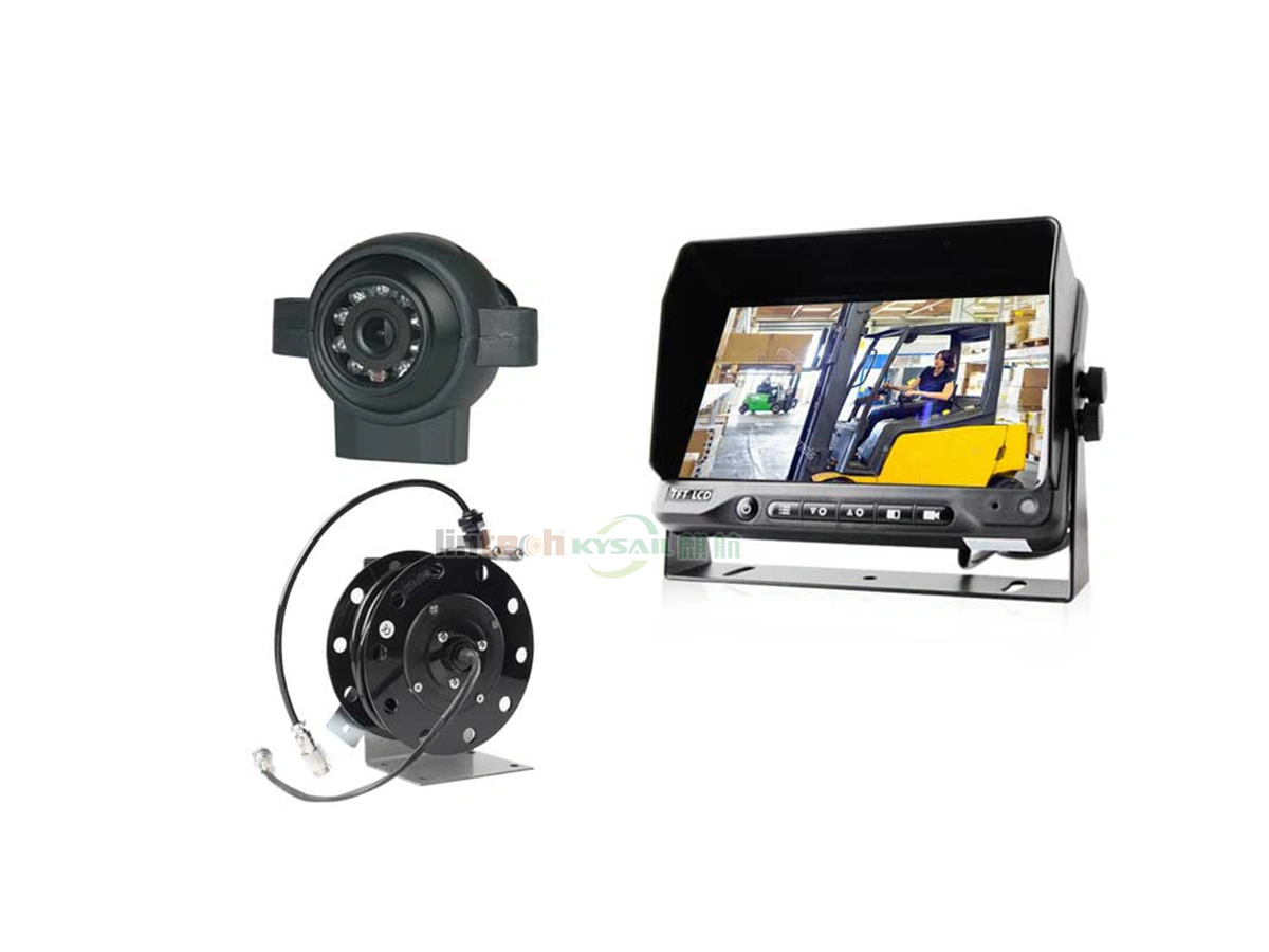 12-32V Monitor and Front 5M Forklift Wire Camera Safe View Camera Cable Reel