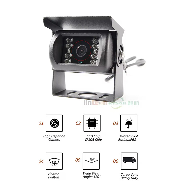 12V Night Vision Heating Camera IP69K 7 Car Reverse Camera with Screen - Image 2